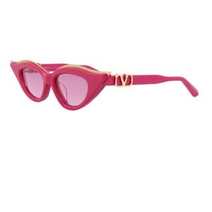 Valentino Bold Pink Sunglasses with Gold Detail